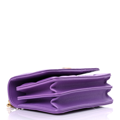 Chanel Lambskin Enamel Quilted Pending CC Clutch With Chain Purple 4 of 10