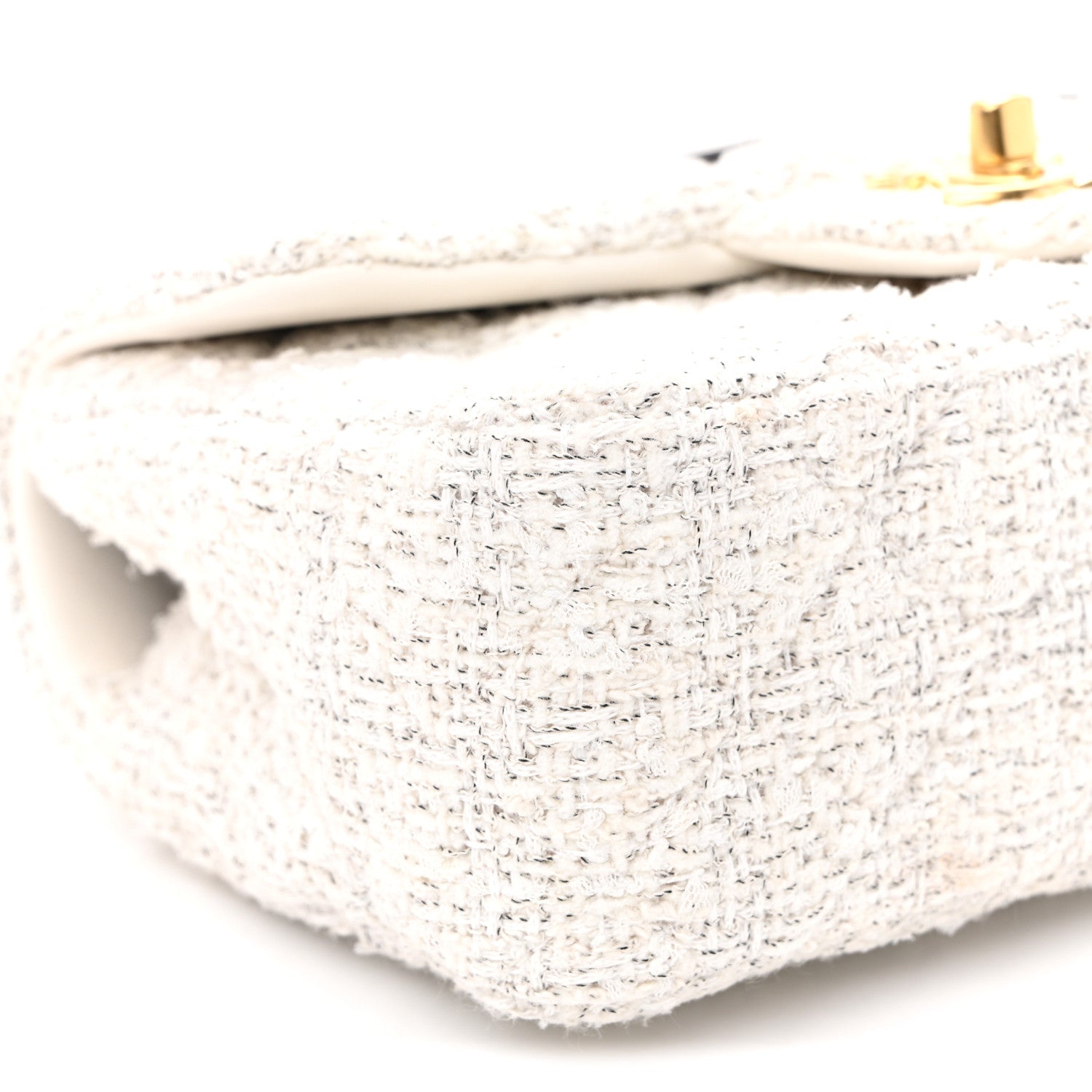 Chanel Tweed Quilted Mini Bow Top Handle Rectangular Flap White Black 8 of 9