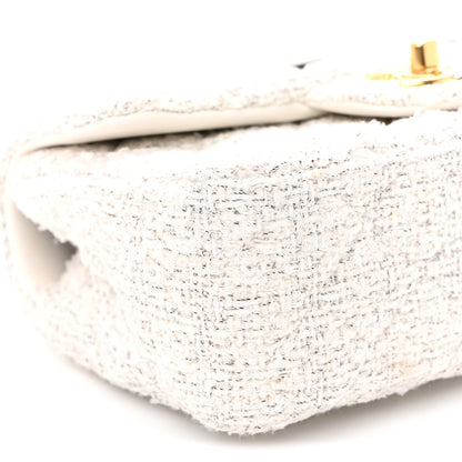 Chanel Tweed Quilted Mini Bow Top Handle Rectangular Flap White Black 8 of 9