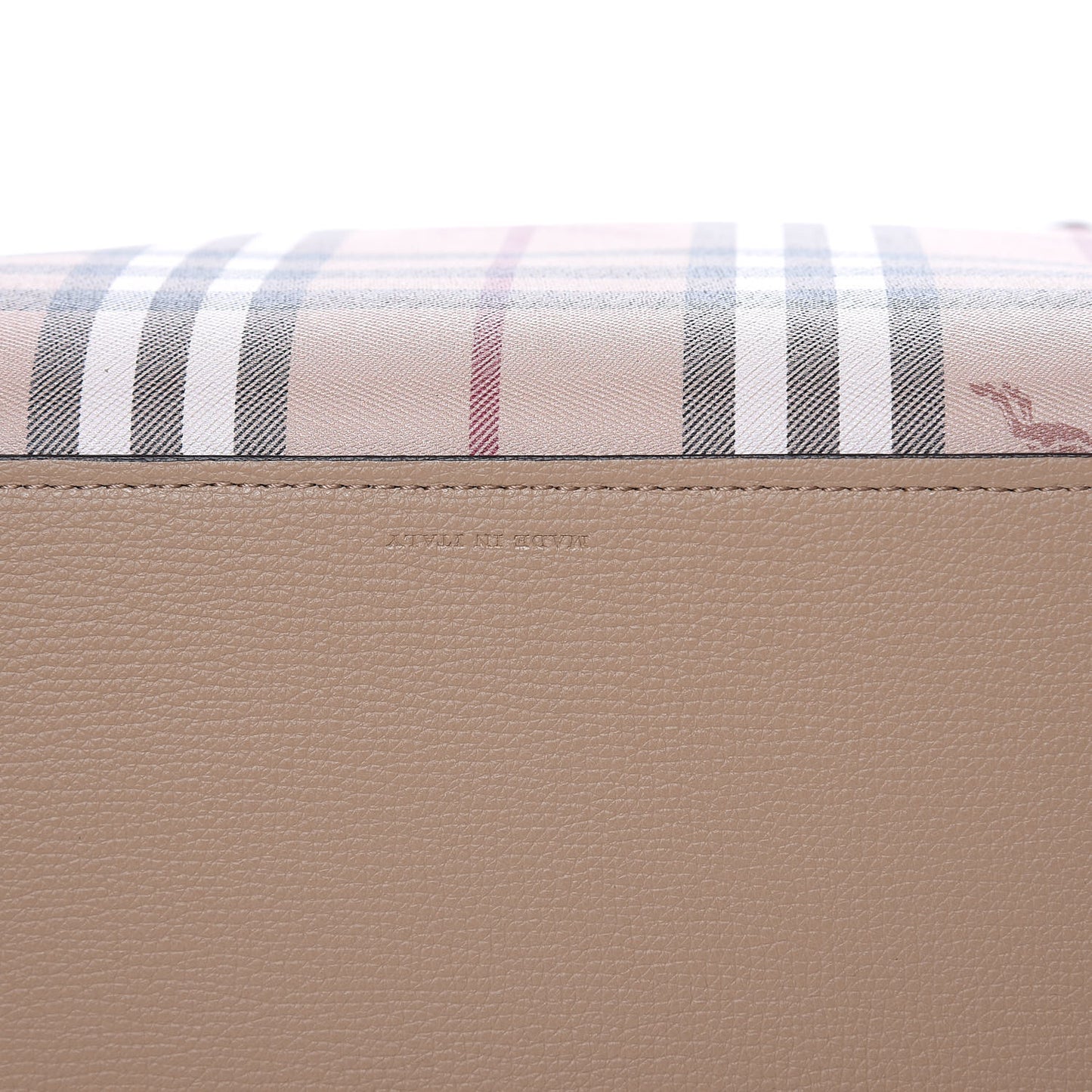 Grainy Calfskin Haymarket Check Medium Reversible Tote Camel