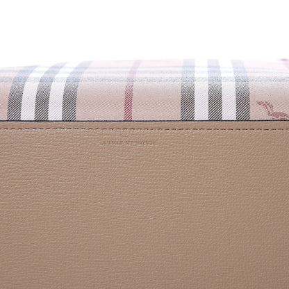 Burberry Grainy Calfskin Haymarket Check Medium Reversible Tote Camel 14 of 15