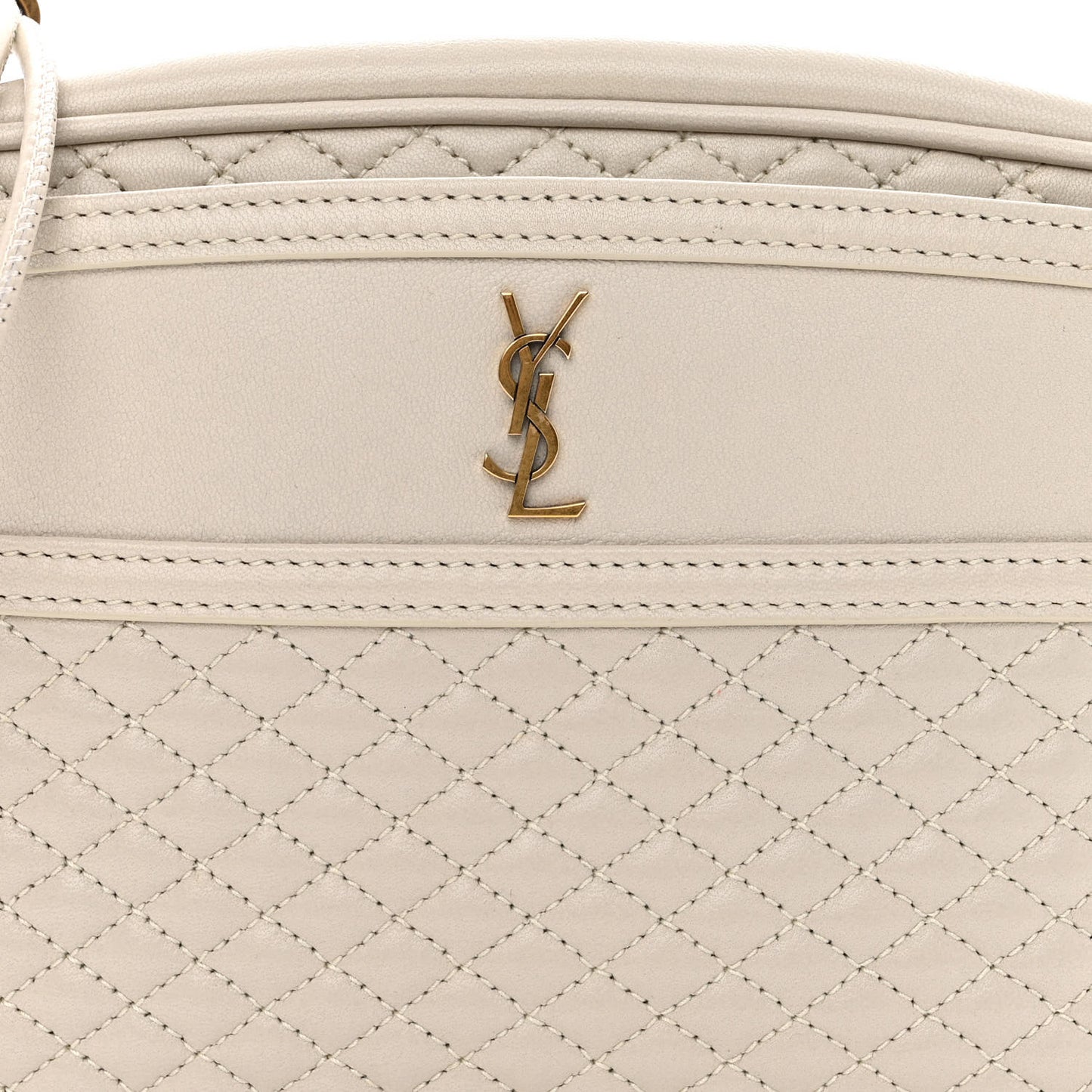 Lambskin Quilted Victoire Camera Bag Blanc Vintage