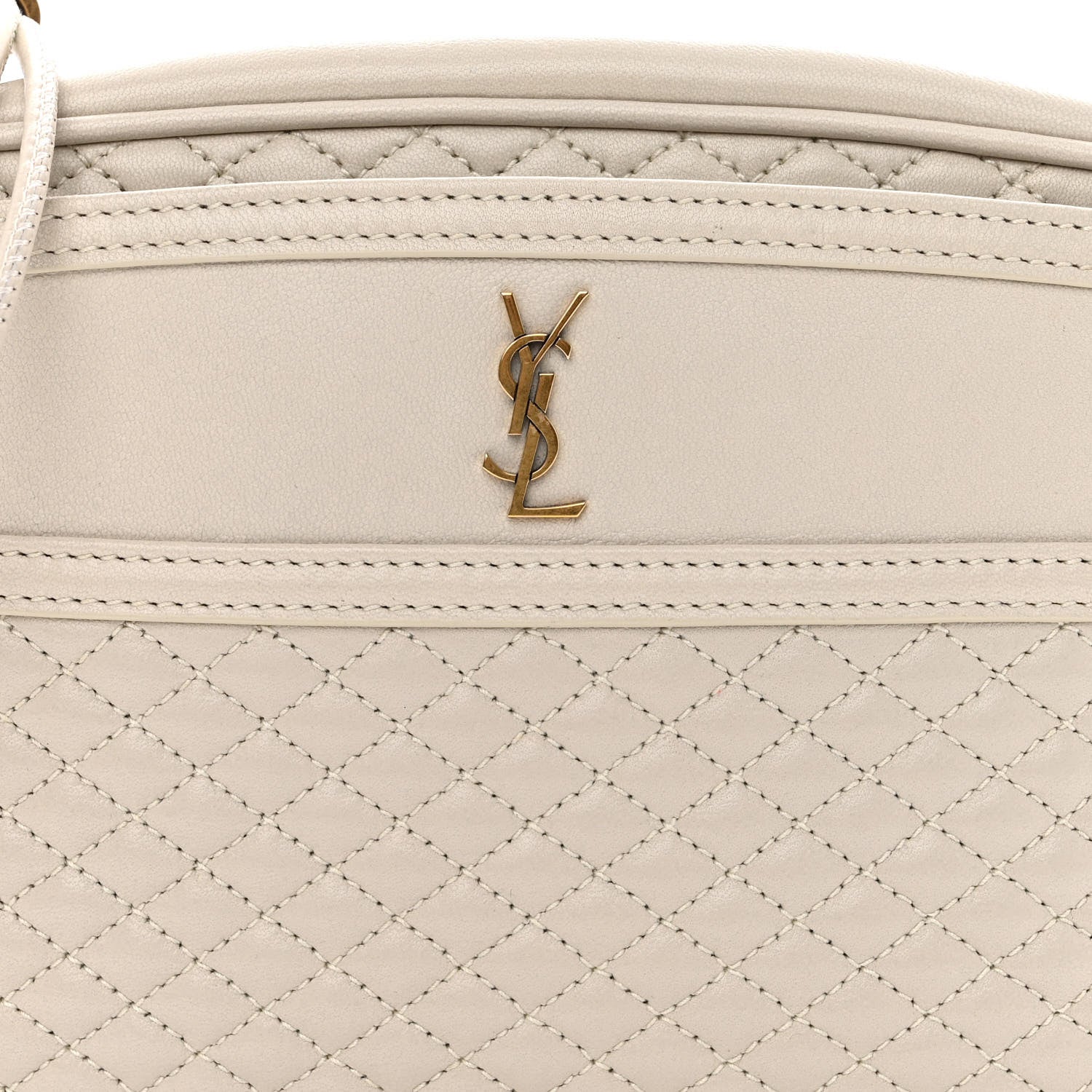 Saint Laurent Lambskin Quilted Victoire Camera Bag Blanc Vintage 7 of 10