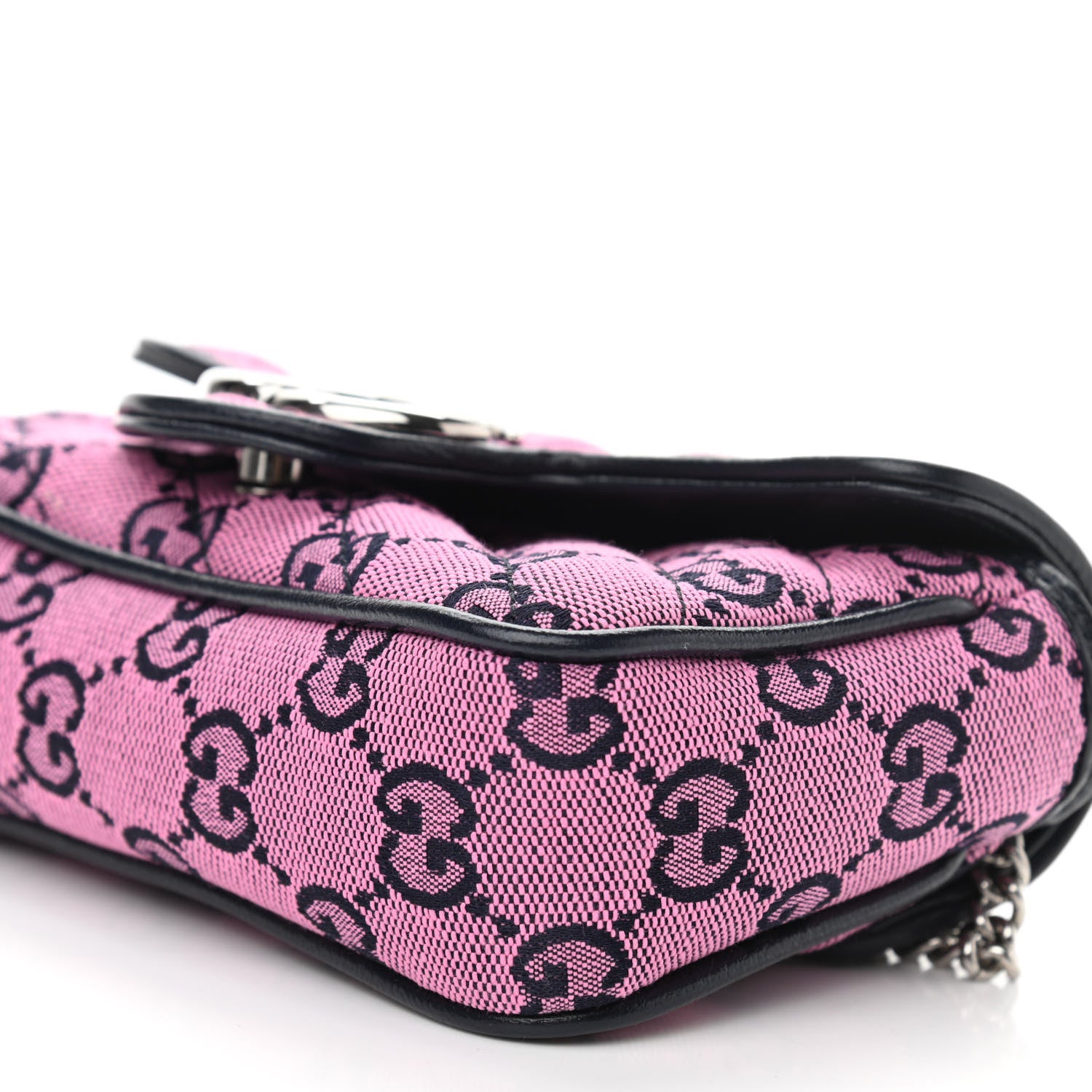 Gucci Monogram Multicolor Matelasse Diagonal Super Mini GG Marmont Shoulder Bag Pink Blue 10 of 11