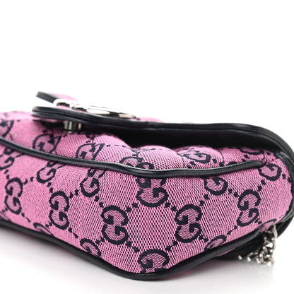 Gucci Monogram Multicolor Matelasse Diagonal Super Mini GG Marmont Shoulder Bag Pink Blue 10 of 11