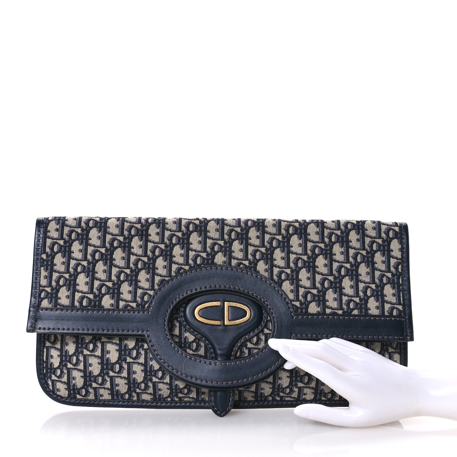 Christian Dior Oblique Fold Over Clutch Blue 2 of 11