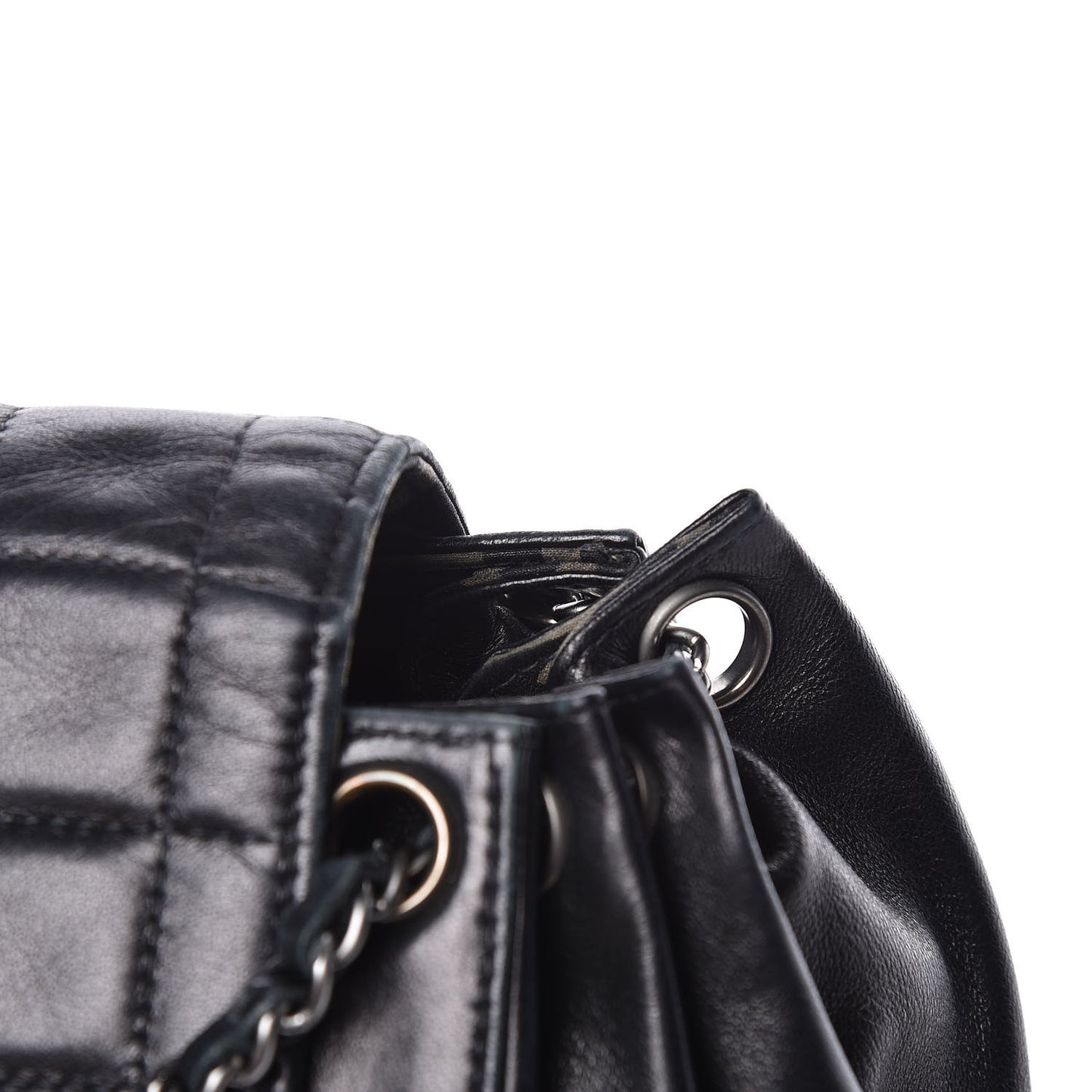 Lambskin Chocolate Bar Accordion Mademoiselle Flap Black