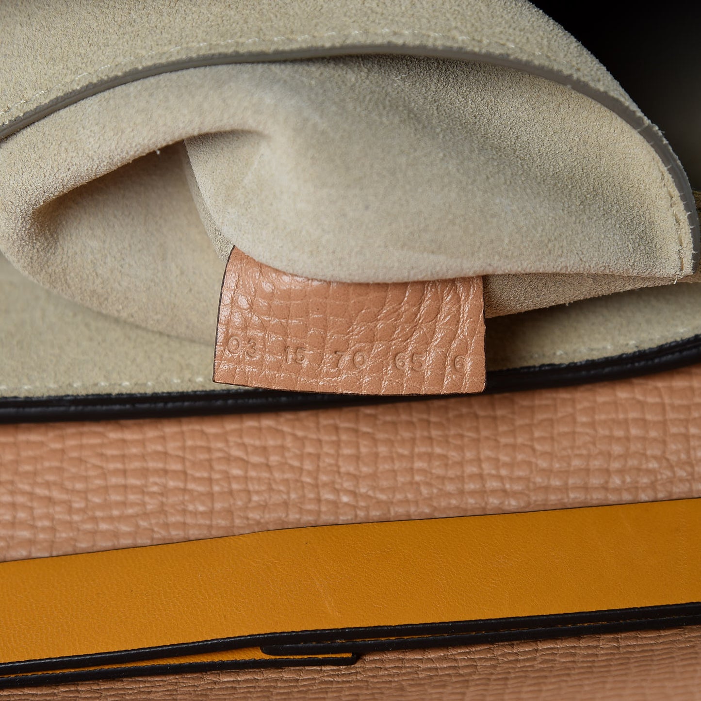 Grained Calfskin Lambskin Drew Shoulder Bag Wet Sand Sunflower