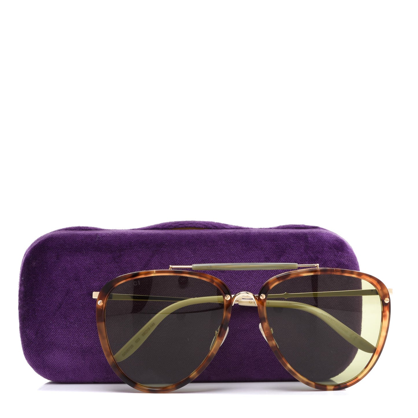 Aviator Sunglasses GG0672S Havana Gold Green