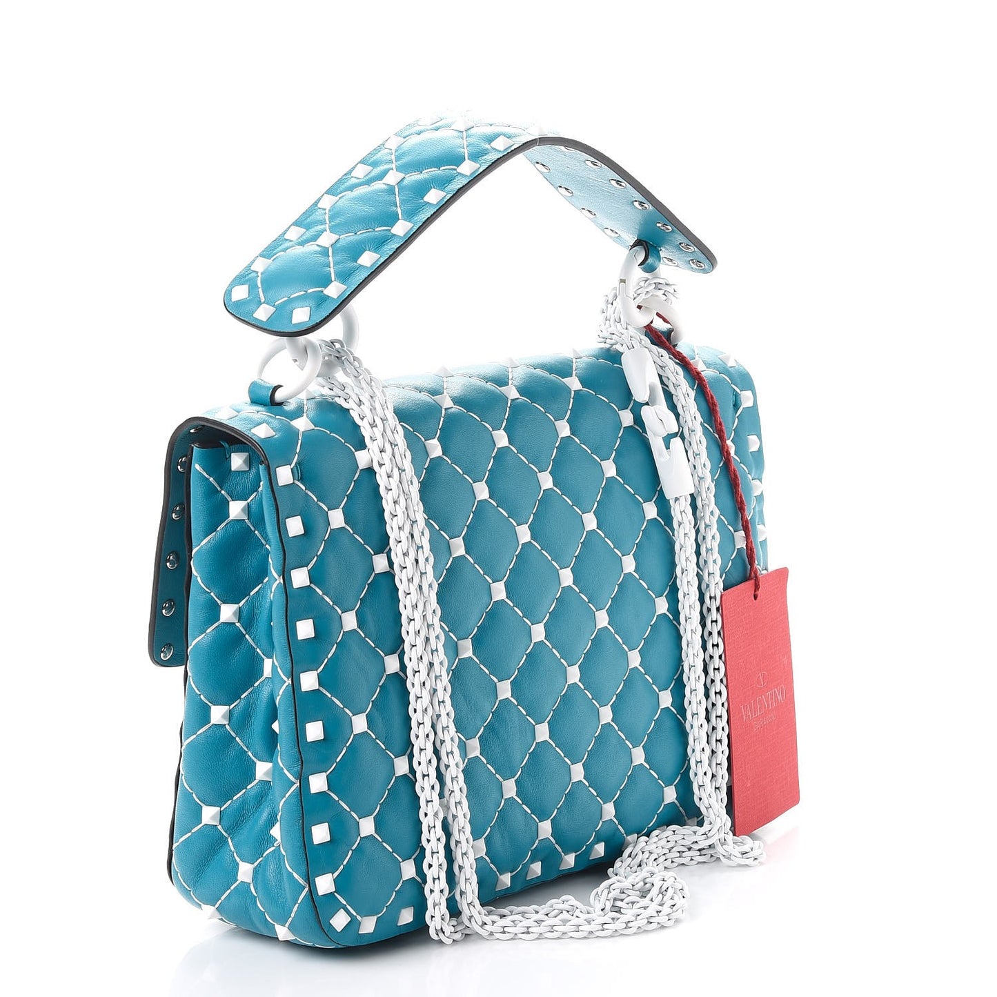 Lambskin Medium Free Rockstud Spike Shoulder Bag Cerulean