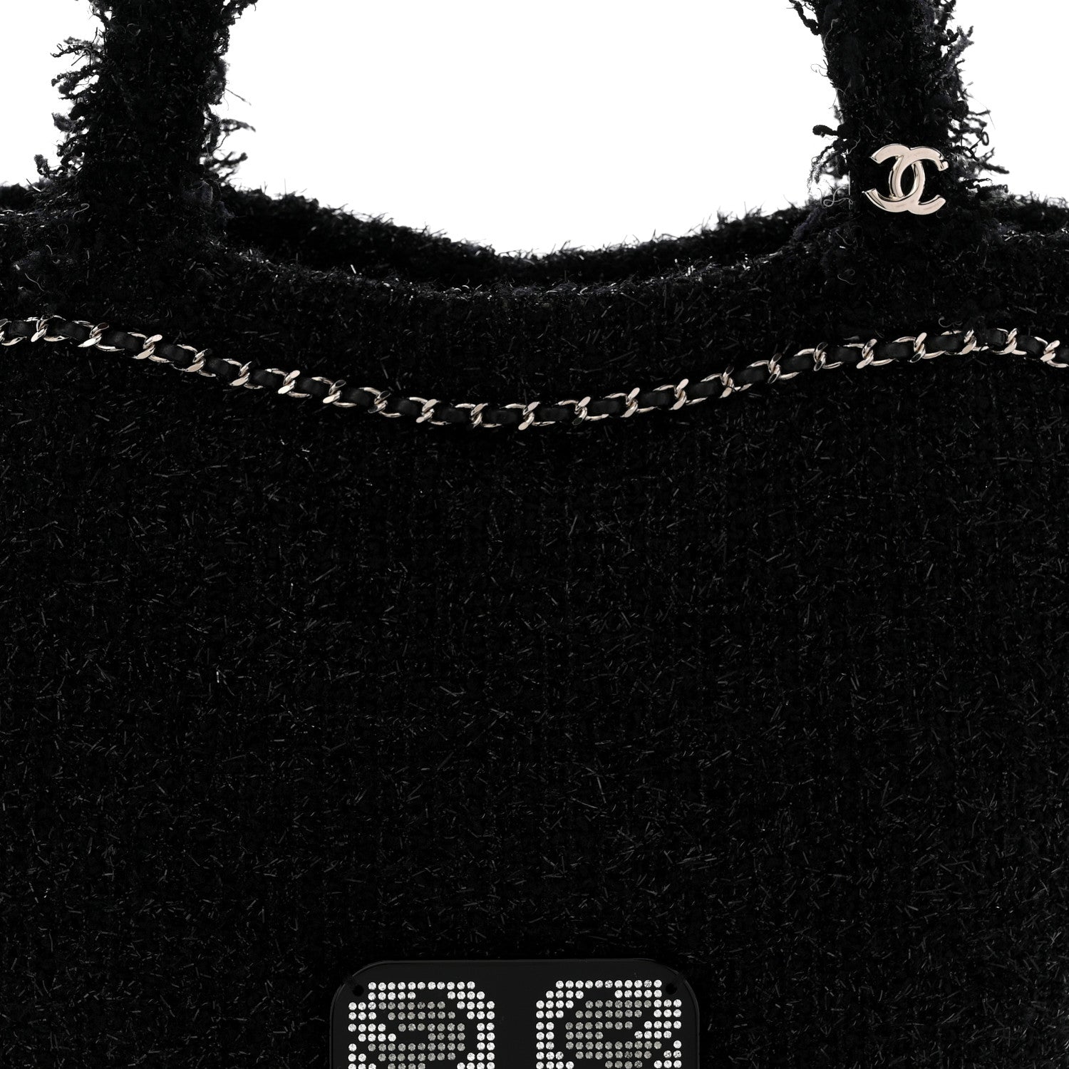 Chanel Tweed Resin Strass Large Robot Shopping Bag Black 1870869