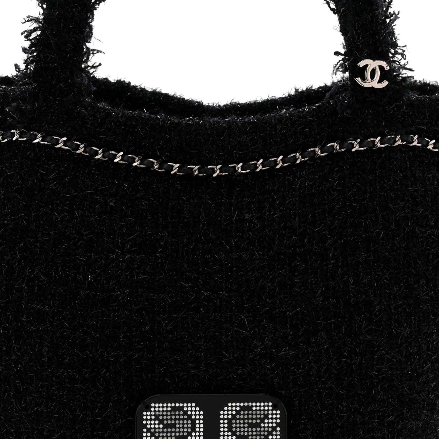 Tweed Resin Strass Large Robot Shopping Bag Black