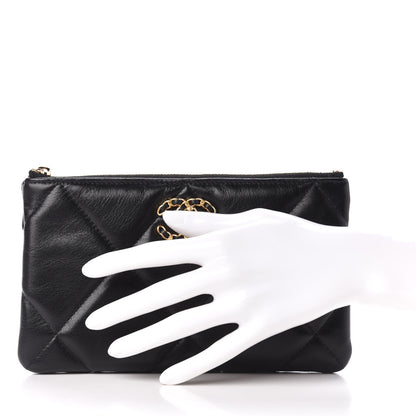 Chanel Shiny Goatskin Quilted Small 19 Pouch Black 2 of 7