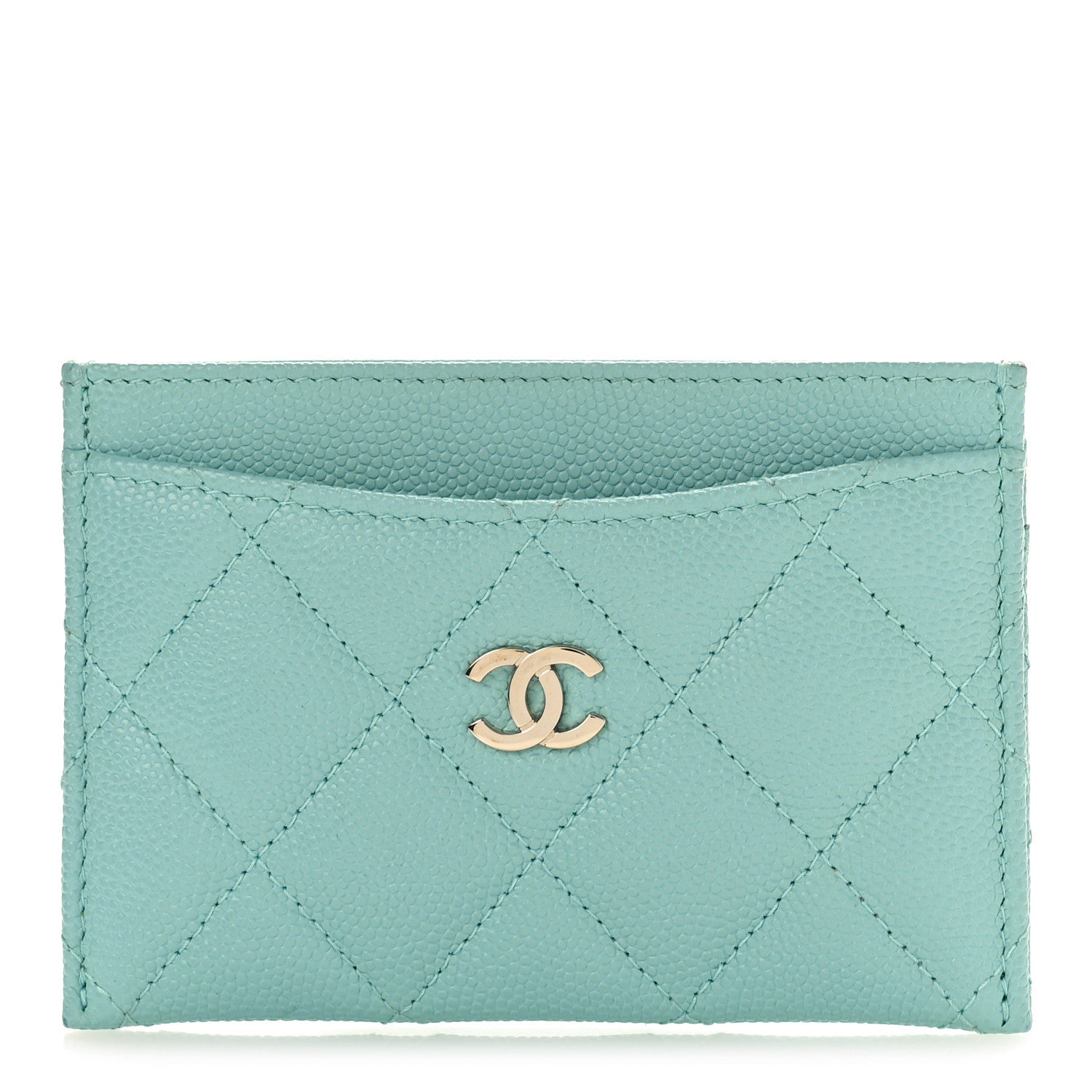 Chanel Caviar Quilted Card Holder Light Blue 1 of 10