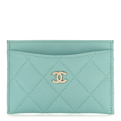 Chanel Caviar Quilted Card Holder Light Blue 1 of 10