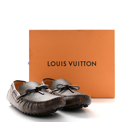 Louis Vuitton Monogram Mens Arizona Car Shoe Moccasin Loafers 10 Macassar 9 of 9