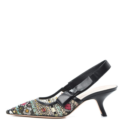 Christian Dior Embroidered Calfskin Beaded Sweet D Sling-Back Pumps 41 Multicolor 1 of 7