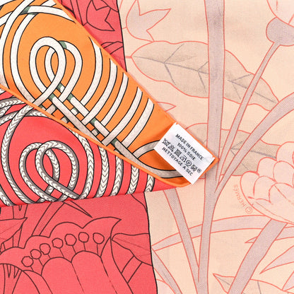 Hermes Silk Carre Double Face Brandebourgs Scarf 90 Abricot Corail Etoupe 2 of 4