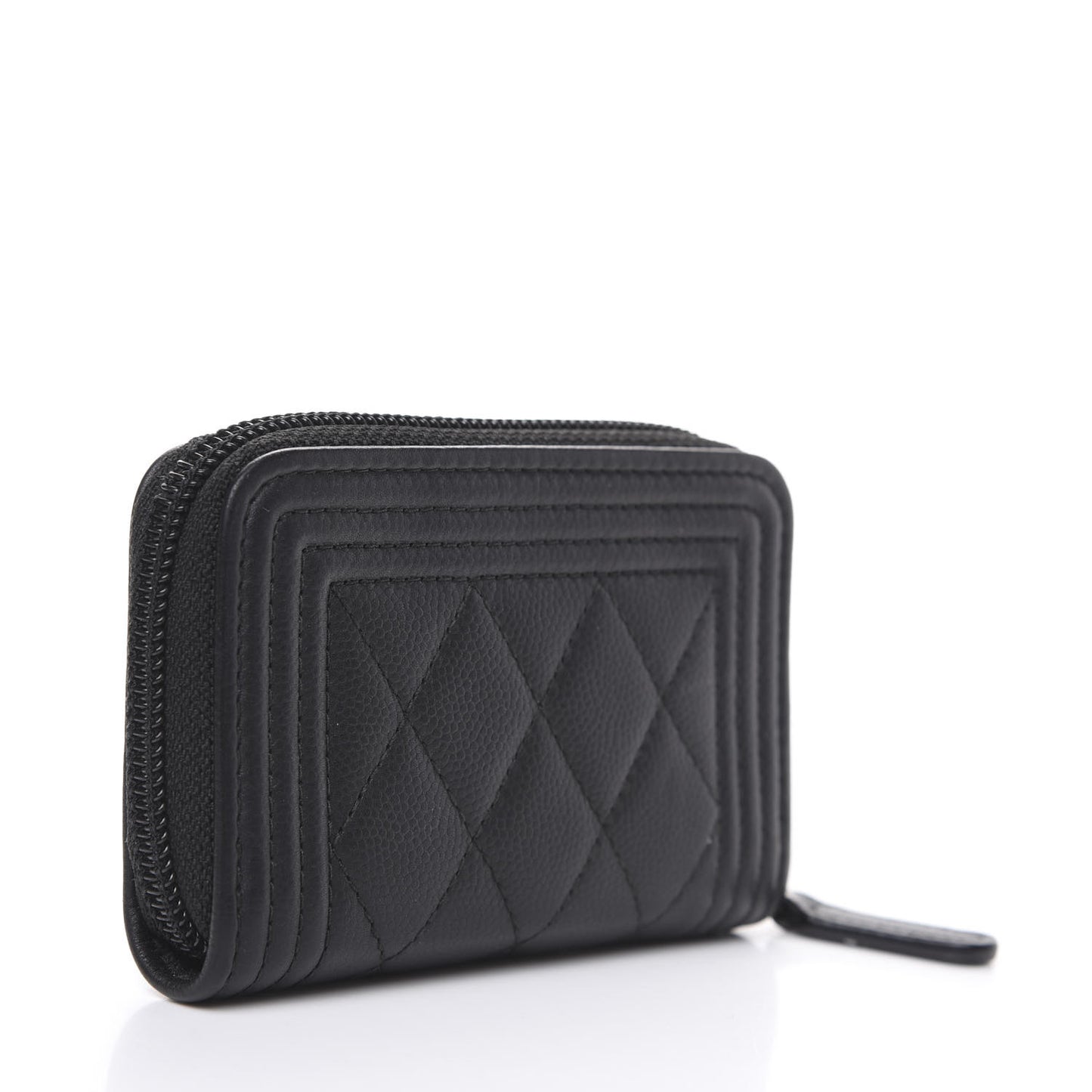 Caviar Quilted Boy Zip Around Coin Purse Wallet