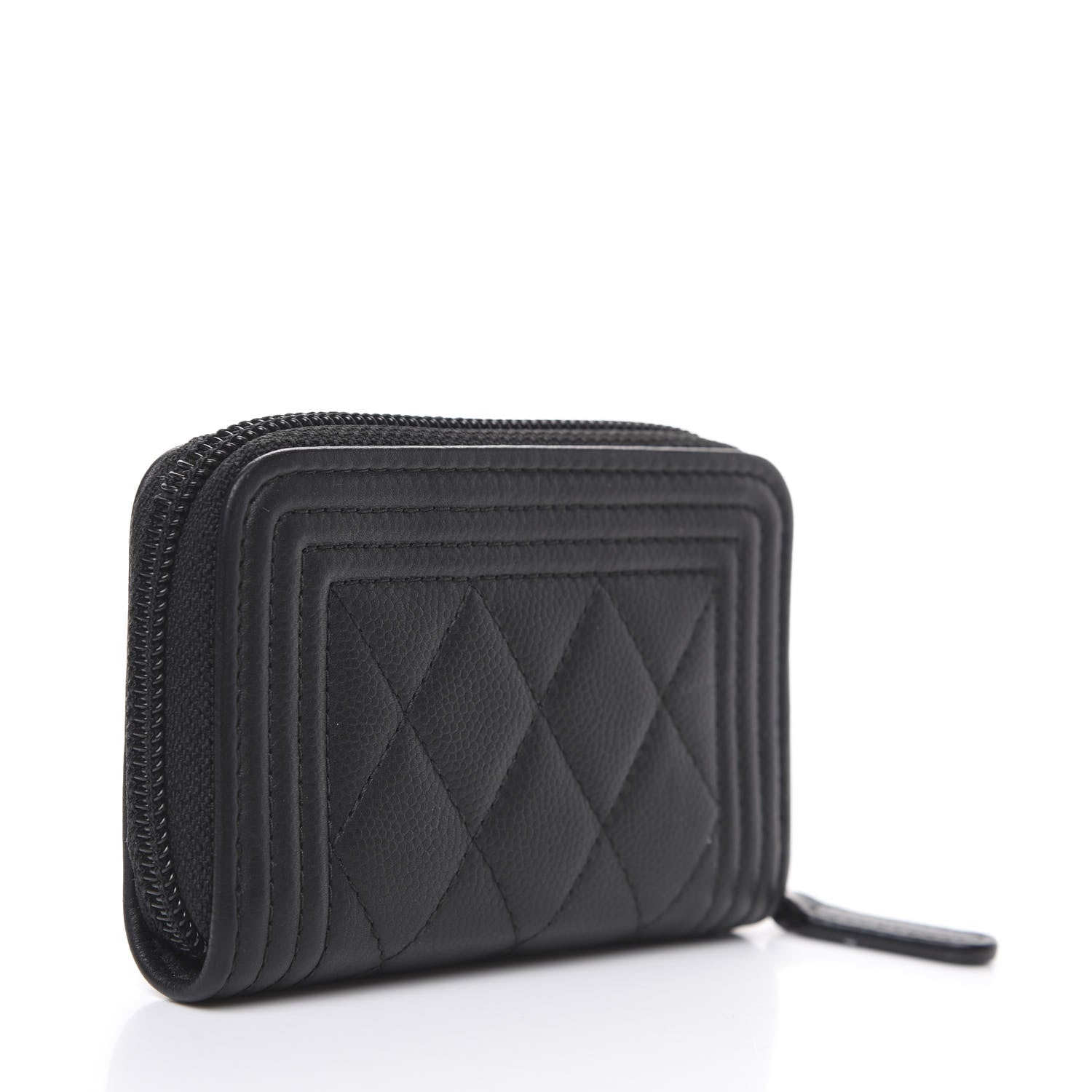 Chanel Caviar Quilted Boy Zip Around Coin Purse Wallet 2 of 7