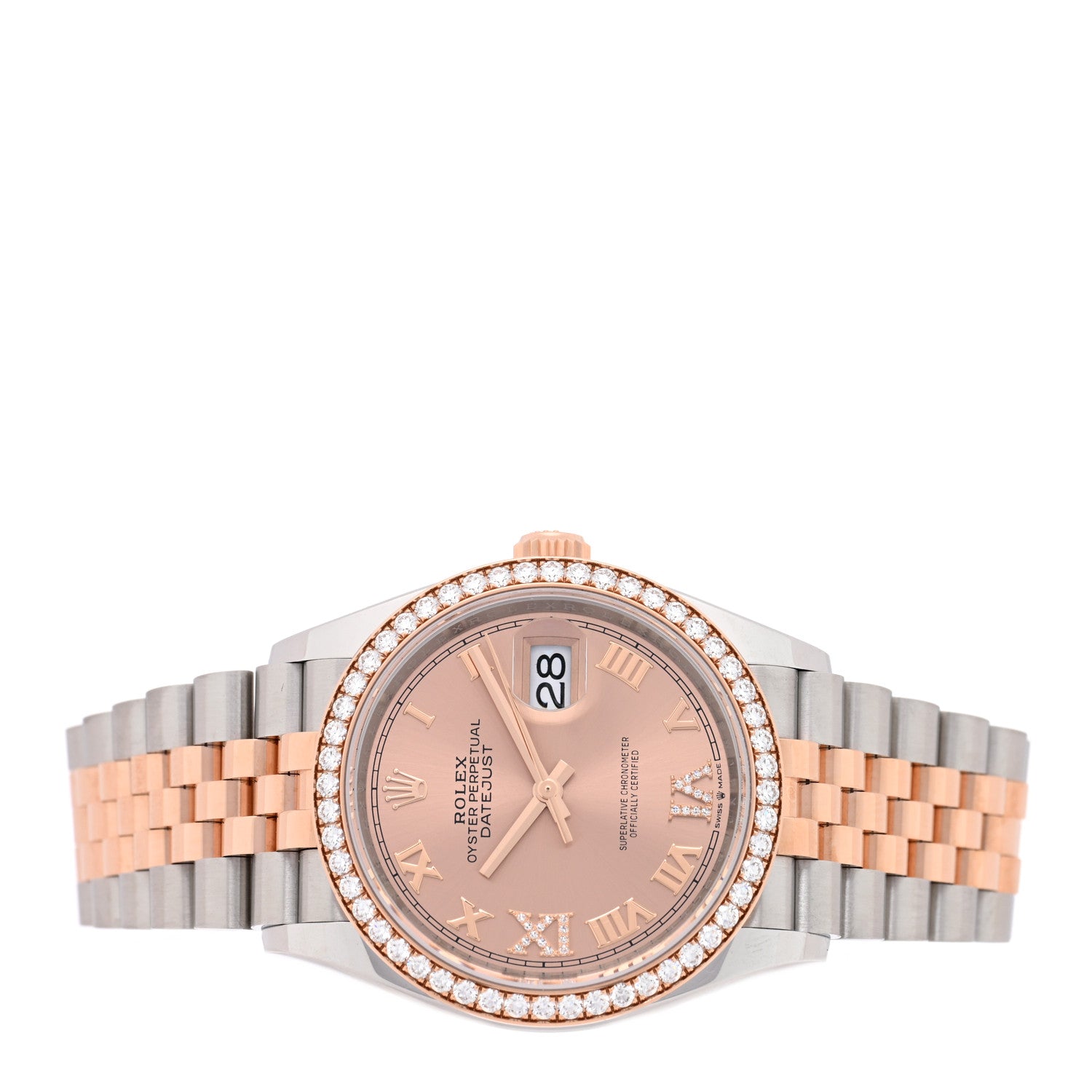 Rolex Stainless Steel 18K Everose Gold Diamond Bezel  36mm Oyster Perpetual Datejust Watch Pink Roman 126281RBR 2 of 5