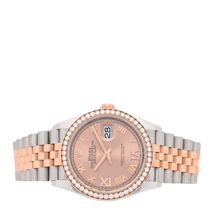 Rolex Stainless Steel 18K Everose Gold Diamond Bezel  36mm Oyster Perpetual Datejust Watch Pink Roman 126281RBR 2 of 5