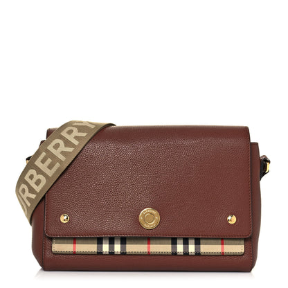 Burberry Calfskin Vintage Check Note Crossbody Bag Tan 1 of 12