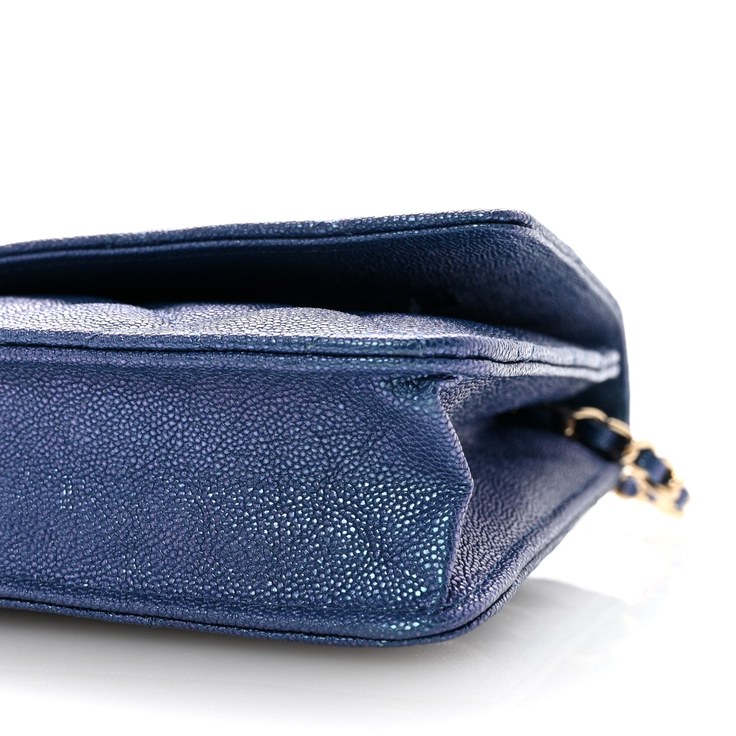 Chanel Iridescent Caviar Quilted Wallet on Chain WOC Dark Blue 11 of 11