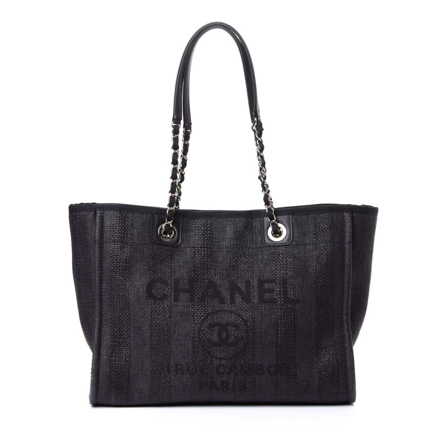 Mixed Fibers Striped Small Deauville Tote Black