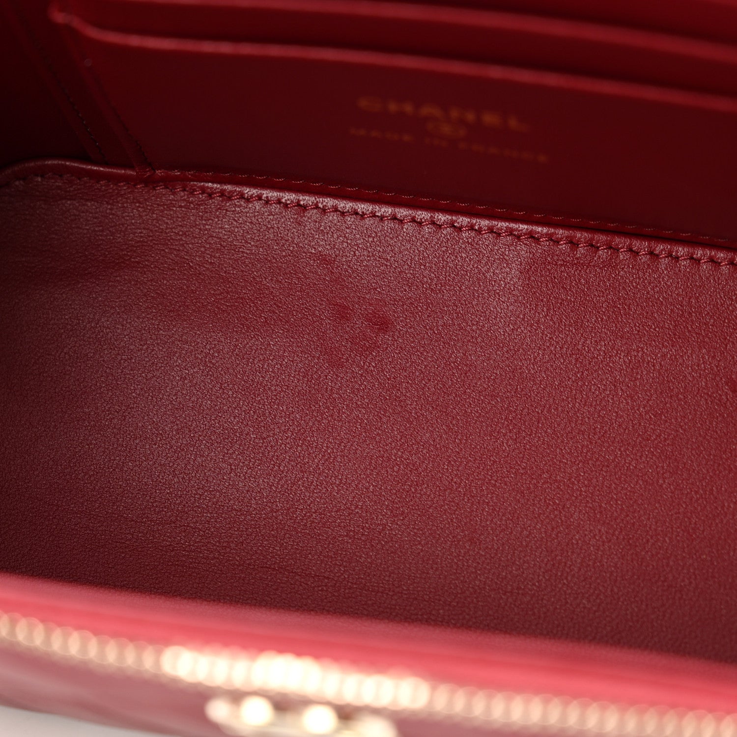 Chanel Lambskin Quilted Small Top Handle Vanity Case With Chain Burgundy 10 of 10