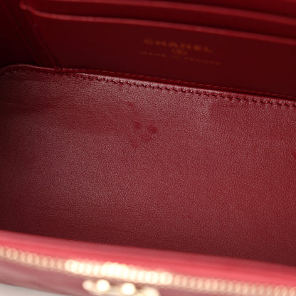 Chanel Lambskin Quilted Small Top Handle Vanity Case With Chain Burgundy 10 of 10