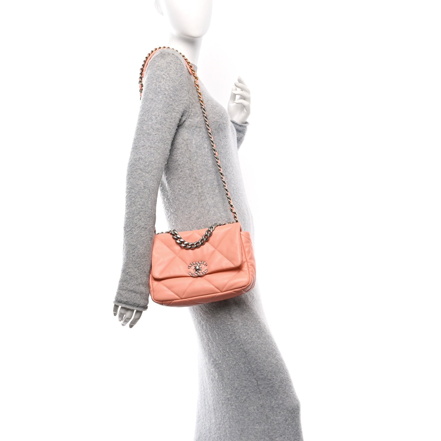 Chanel Lambskin Quilted Medium Chanel 19 Flap Light Orange 1726812