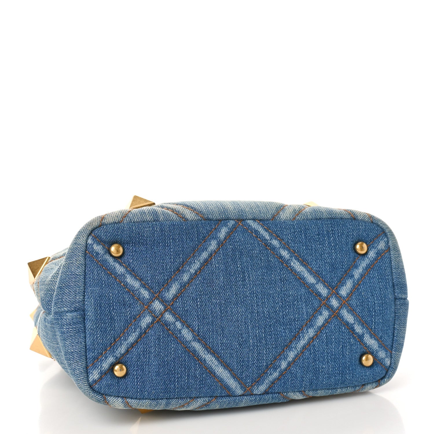 Valentino Garavani Denim Small Roman Stud The Handle Bag Light Denim Selleria 4 of 9