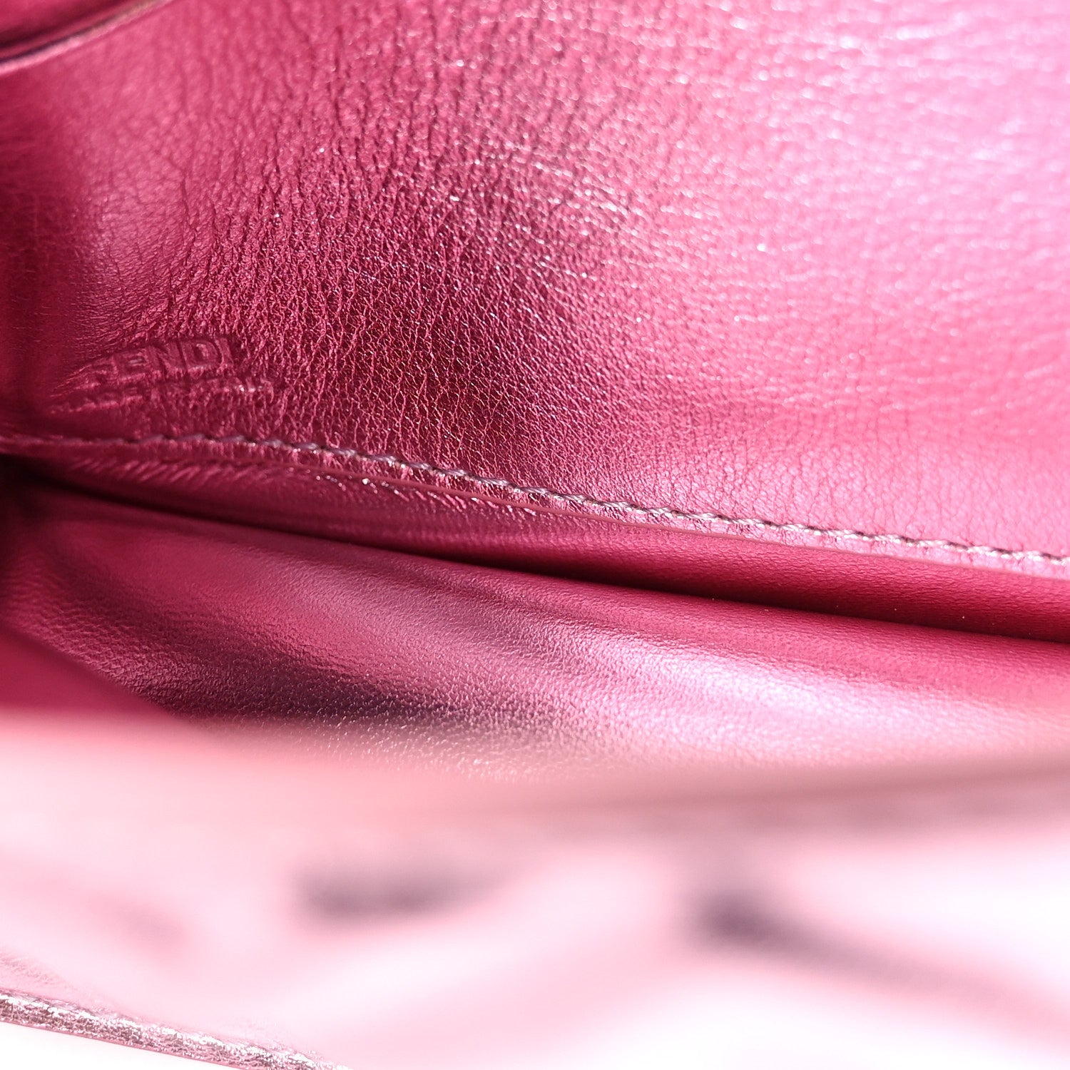 Fendi Metallic Nappa Matisse FF Embossed Wallet On Chain Rosa 6 of 10