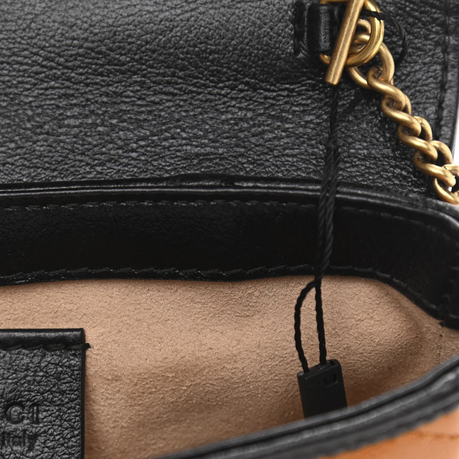Gucci Vintage Effect Calfskin Matelasse Diagonal Super Mini Torchon GG Marmont Shoulder Bag Cognac 9 of 13