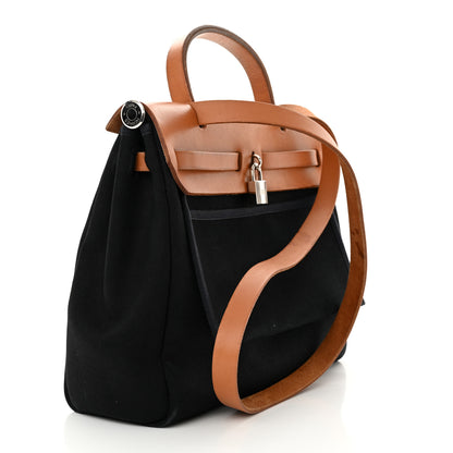 Hermes Vache Hunter Toile Herbag Zip 31 PM Bleu De Malte Natural 3 of 18