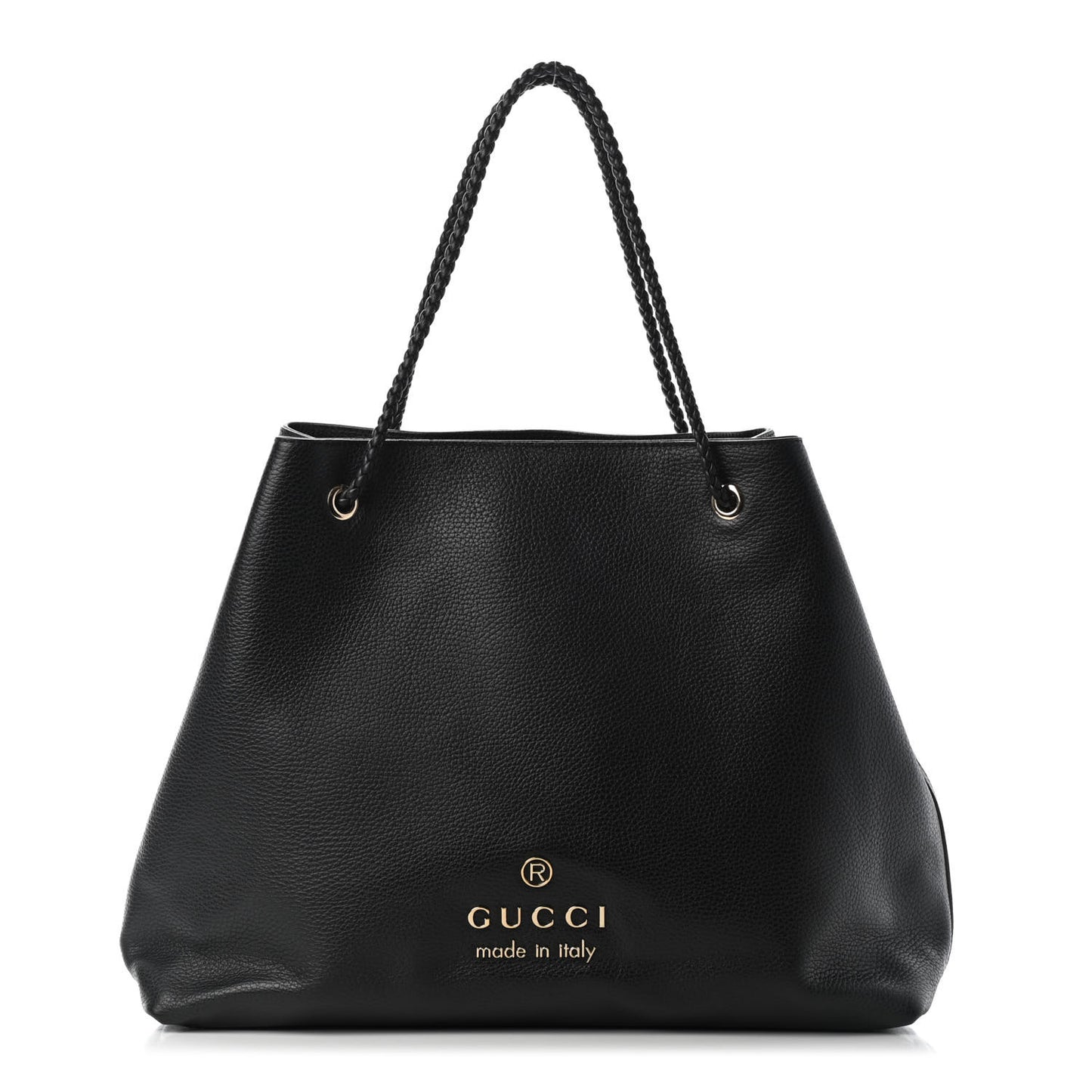 Calfskin Large Gifford Braided Handle Tote Black