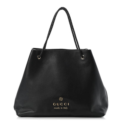 Gucci Calfskin Large Gifford Braided Handle Tote Black 1 of 9