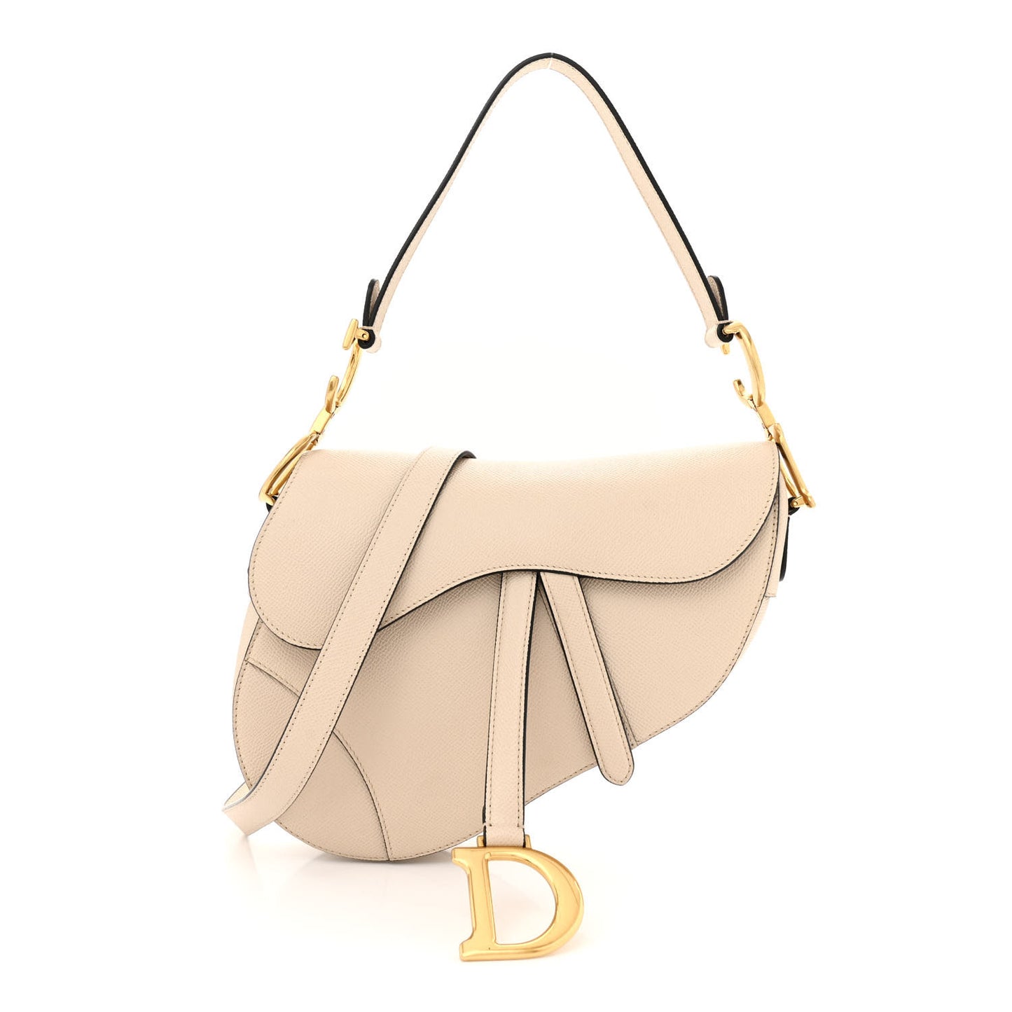 Grained Calfskin Saddle Bag With Strap Hazelnut