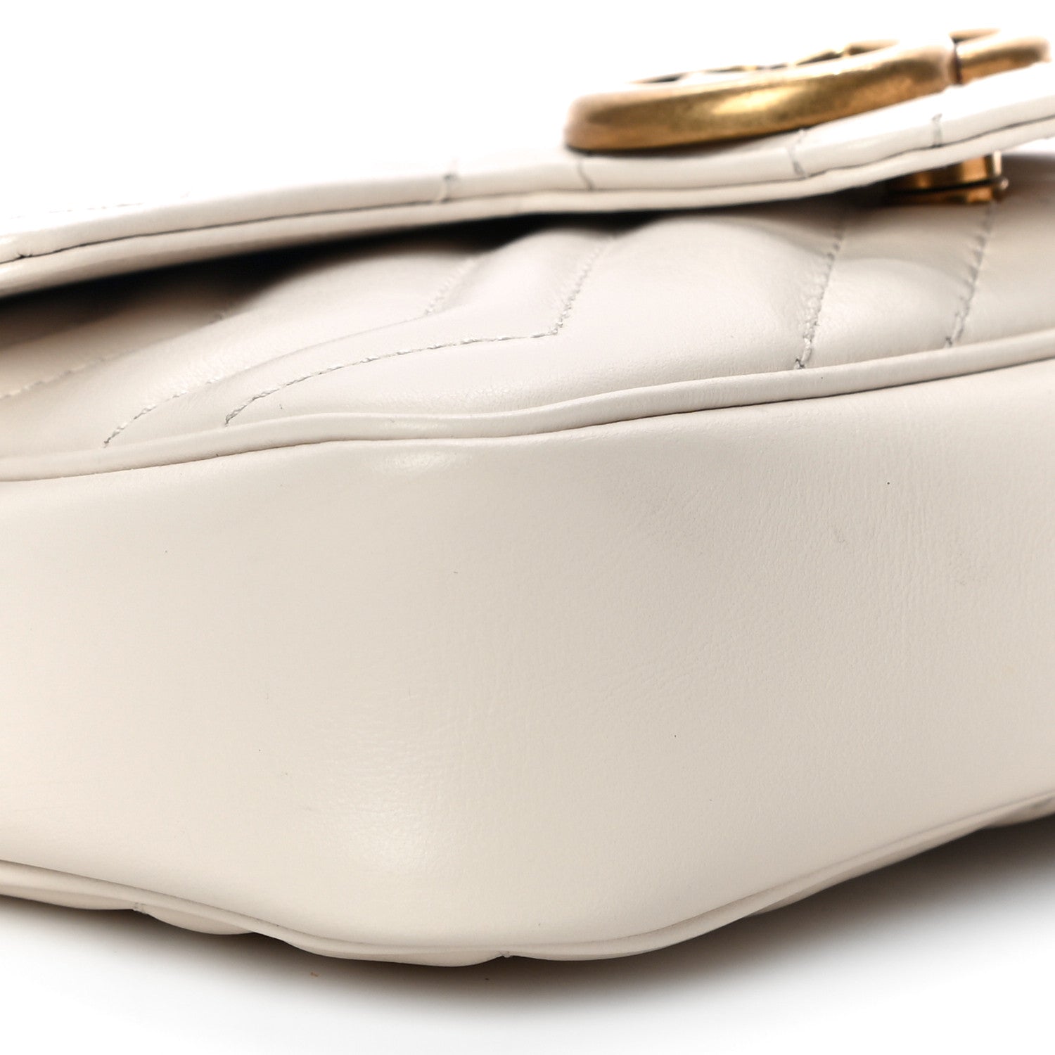 Gucci Calfskin Matelasse Super Mini GG Marmont Shoulder Bag White 9 of 11