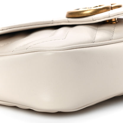 Gucci Calfskin Matelasse Super Mini GG Marmont Shoulder Bag White 9 of 11