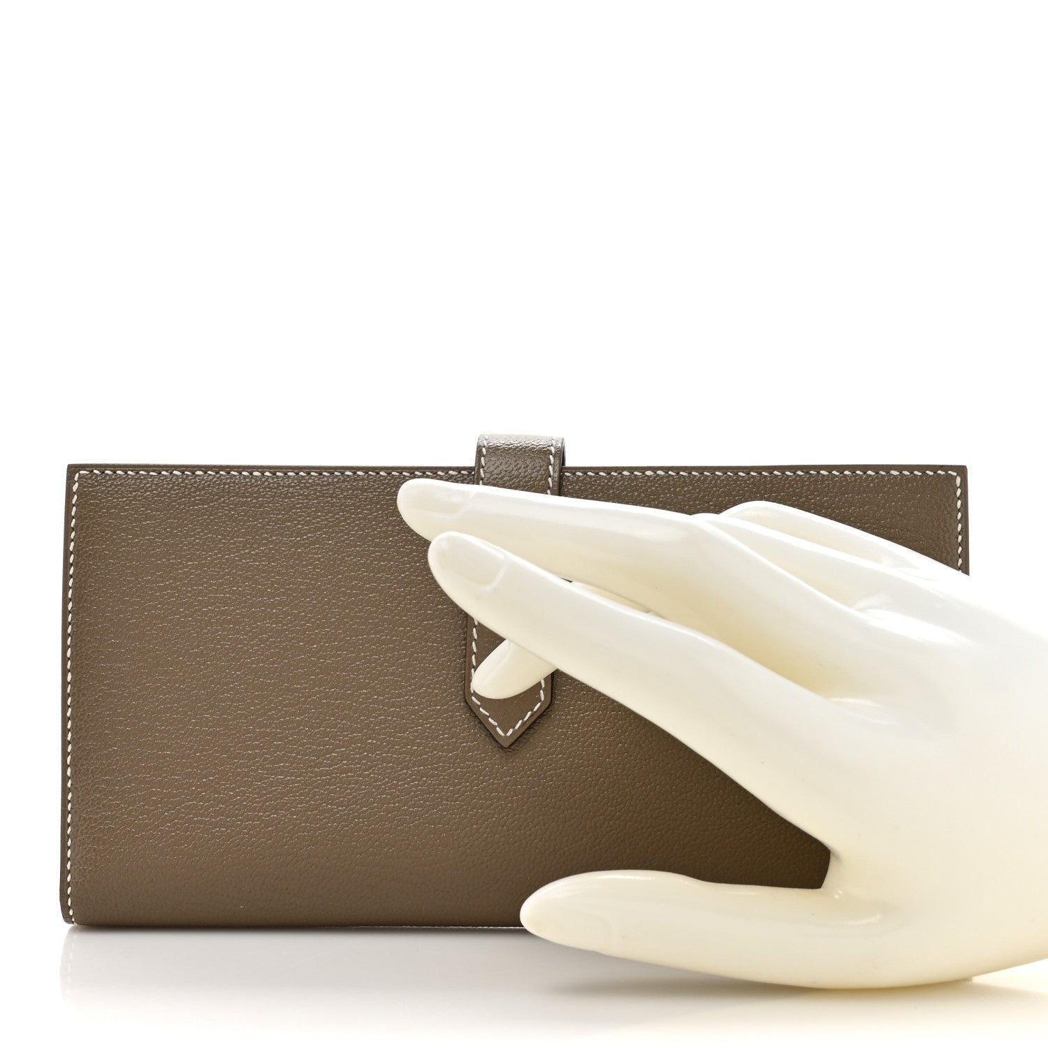 Hermes Chevre Mysore Bearn Gusset Wallet Etoupe 2 of 9