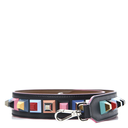 Fendi Vitello Dolce Plexiglass Bi-Color Studded Strap You Black Brownie Multicolor 1 of 5