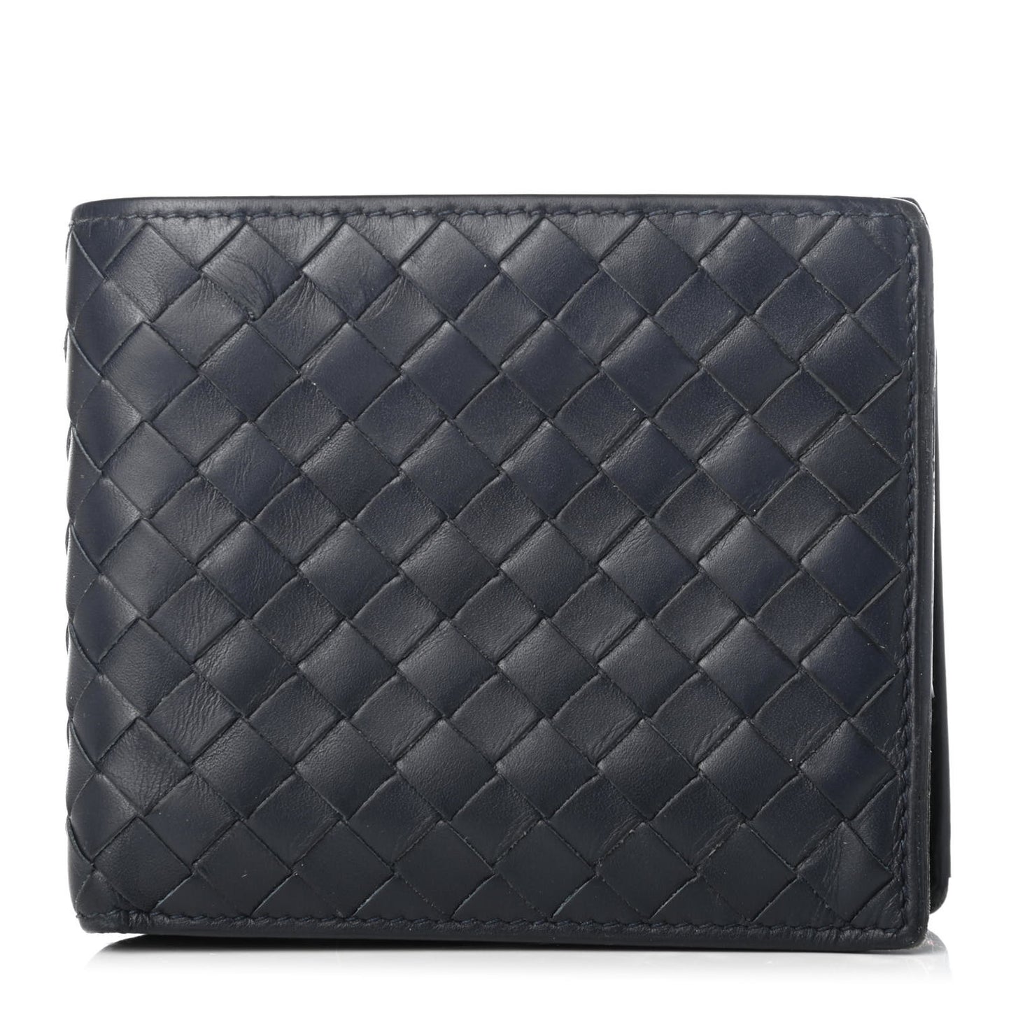 Nappa Intrecciato Bi-Fold Wallet Blue