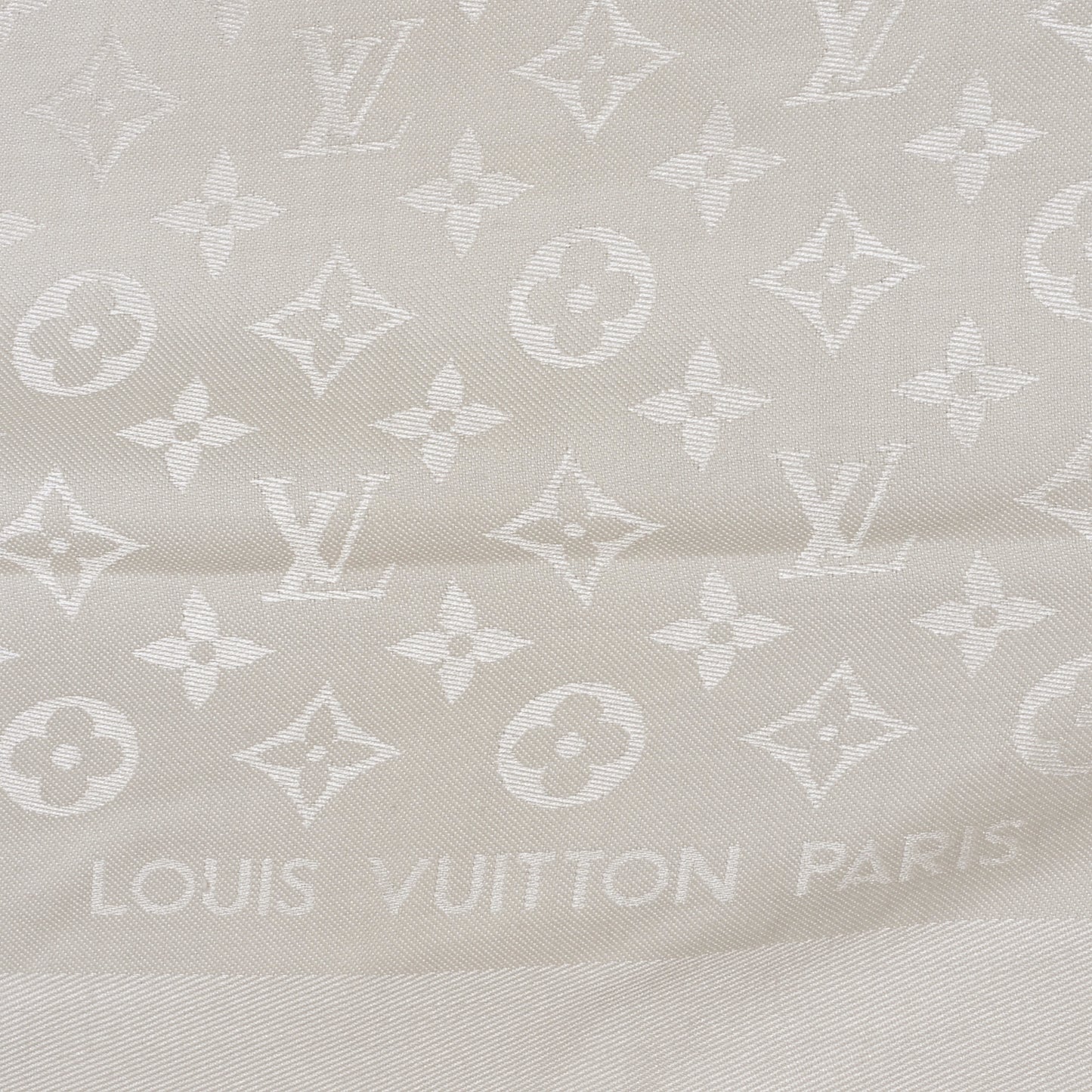 Silk Wool Monogram Shawl White