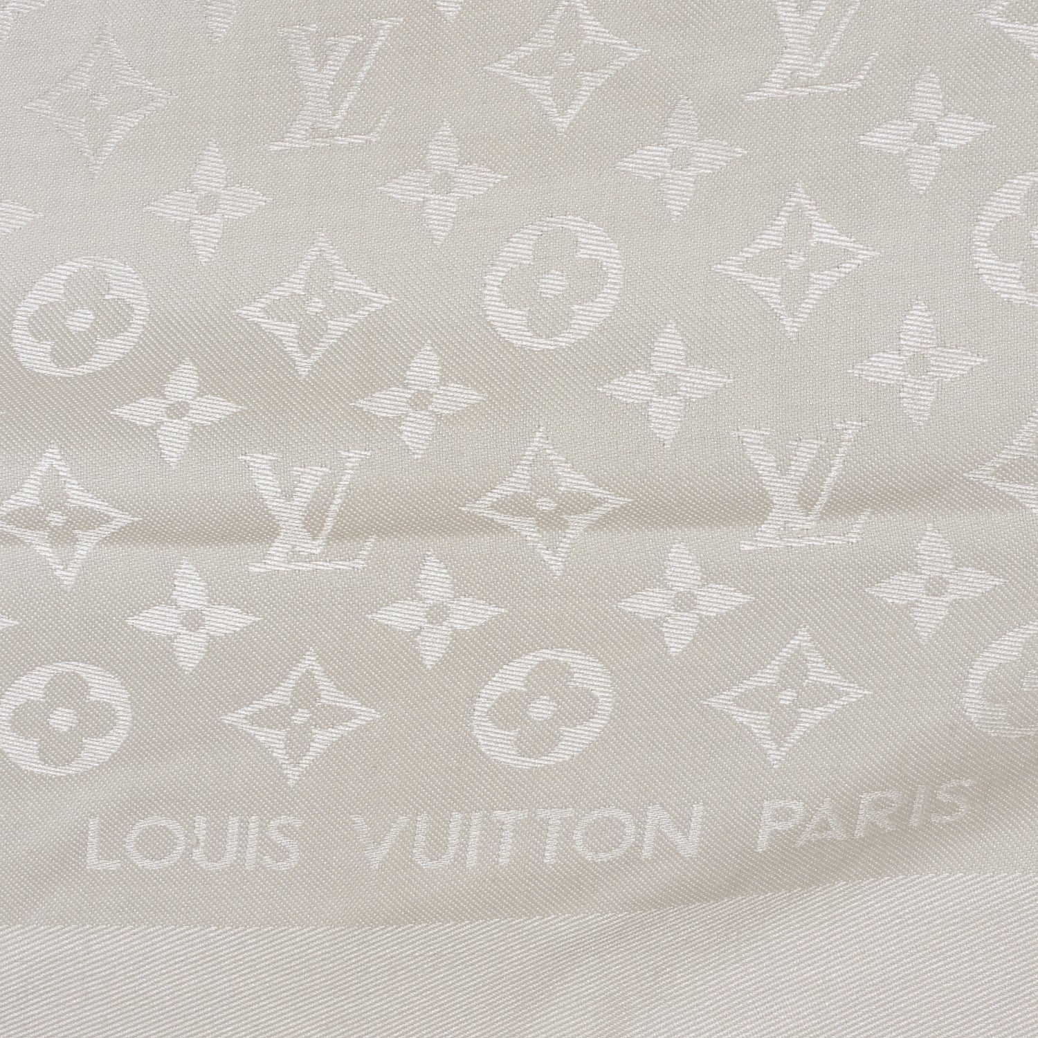Louis Vuitton Silk Wool Monogram Shawl White 1 of 7