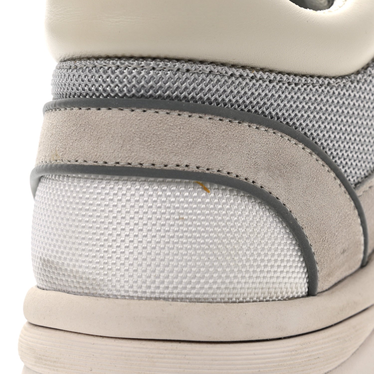 Chanel Nylon Calfskin Suede Womens CC Sneakers 39.5 Grey Beige 14 of 14