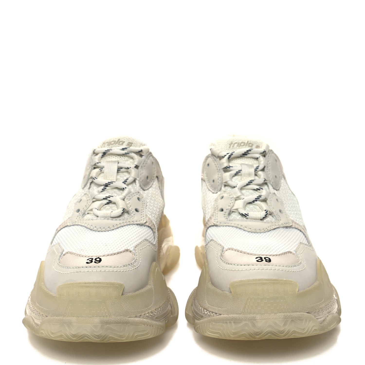 Balenciaga Fabric Mesh Clear Sole Womens Triple S Sneakers 39 White 2 of 8