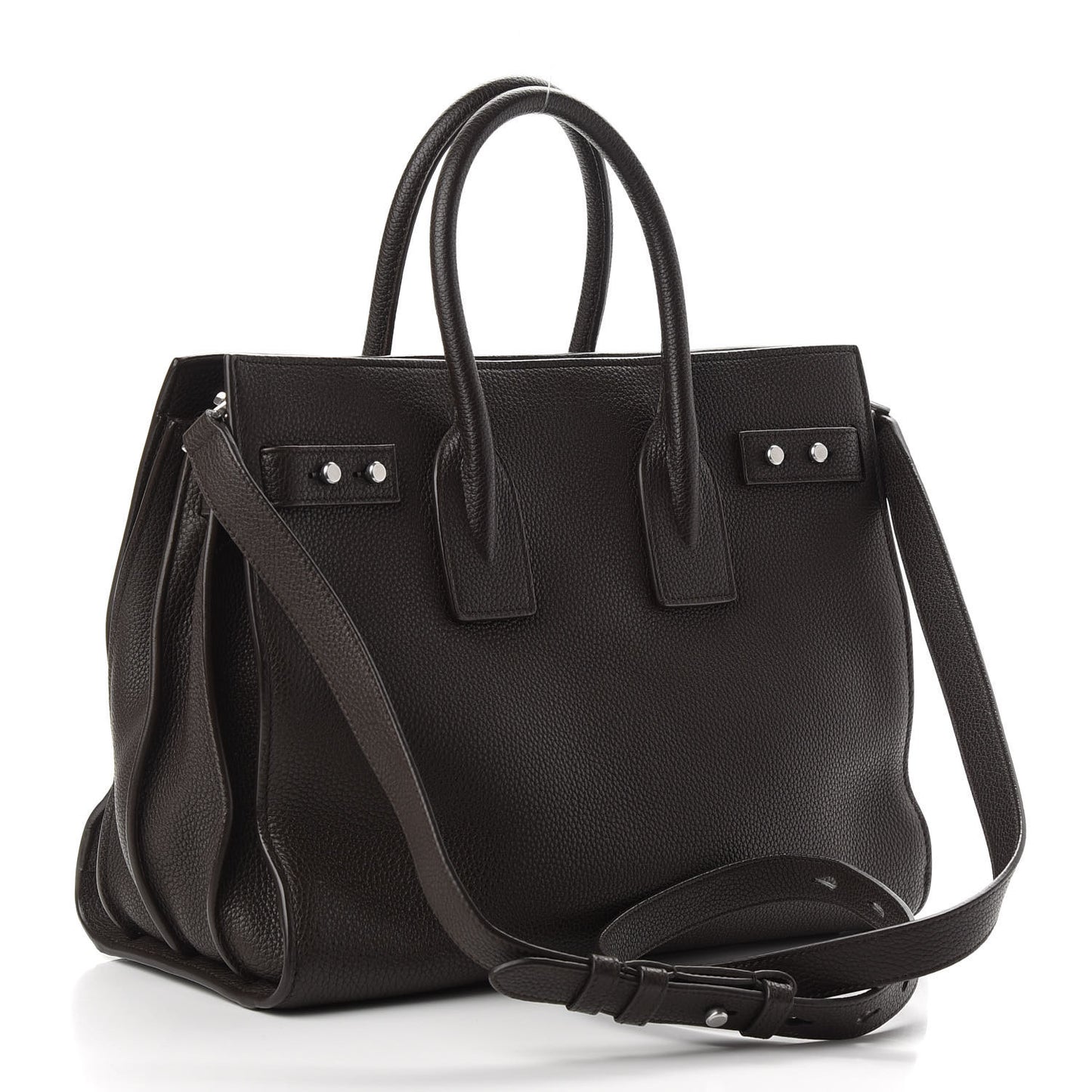 Grained Calfskin Small Supple Sac de Jour Dark Brown