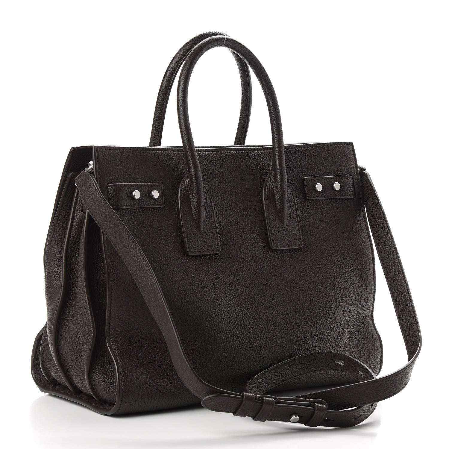 Saint Laurent Grained Calfskin Small Supple Sac de Jour Dark Brown 2 of 9